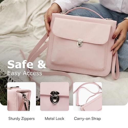 Bible Cover Case for Women - Bible Case with Shoulder Strap, Pink Bible Cover Standard Size Featuring Book Protector with Turn Lock Closure - Durable & Travel Friendly Design that Fits Most Bibles thumbnail 3