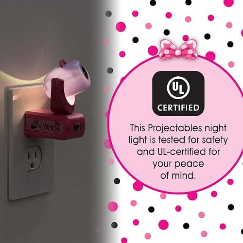 Disney Projectables Disney Minnie Mouse LED Kids Night Light, Projector, Dusk to Dawn, Plug-in ,Mickey Mouse, for Kids, Girls Bedroom, Playroom, Gaming Room, Nursery, 57958 - 1 Pack - Purple/Pink Minnie Projectable thumbnail 6