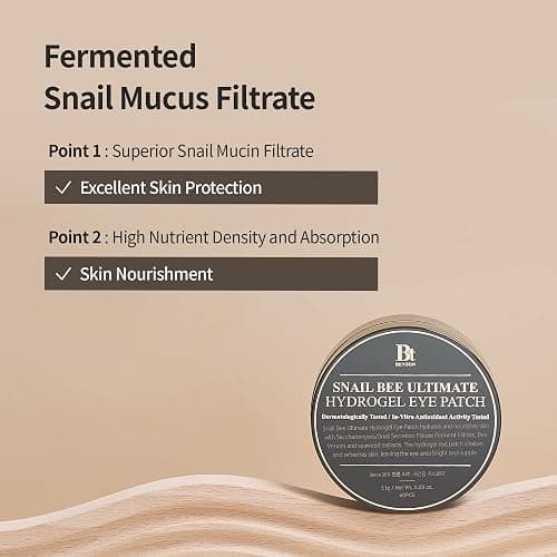 BENTON Snail Bee Ultimate Hydrogel Eye Patch (60pcs) - Hydrating | Snail Mucin | Reusable & Cooling Eye Patches thumbnail 5
