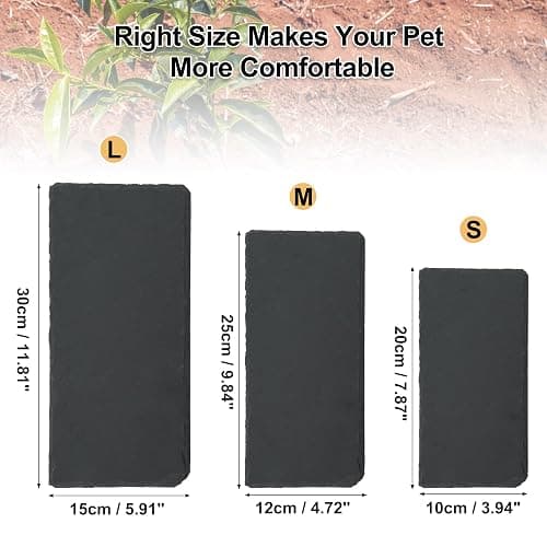 CAPASTEC Reptiles Slate Rocks, Basking Surface Reptile Basking Platform, Enhances Climbing Activity, 7.87"x3.94", Black Gray thumbnail 4