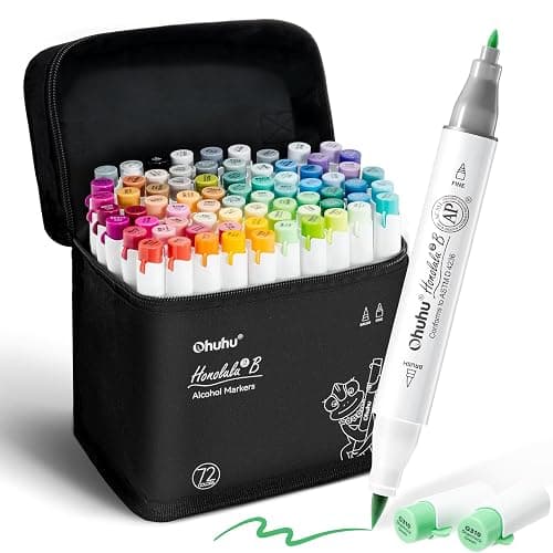 Ohuhu Alcohol Markers Brush& Fine 72 Colors for Adults Coloring Refillable | AP Certified Art Marker Set, Dual Tips Alcohol-based for Artists Beginners Drawing Illustration Sketching, Honolulu 2B - Image 1