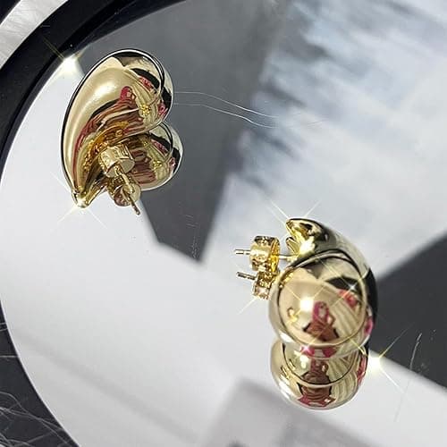 Teardrop Chunky Earrings for Women Trendy Hoop Earring Set Earring Dupes, Fashion Gold Large Drop Earrings thumbnail 4