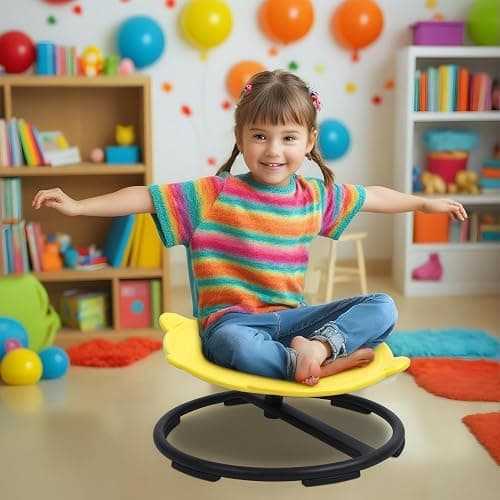 Smalibal Spinning Chair for Autistic Kids, Sensory Spinning Chair, Toddler Spinning Seat Training Body Coordination and Balance, Sit and Spin Training Body Coordination Yellow thumbnail 4