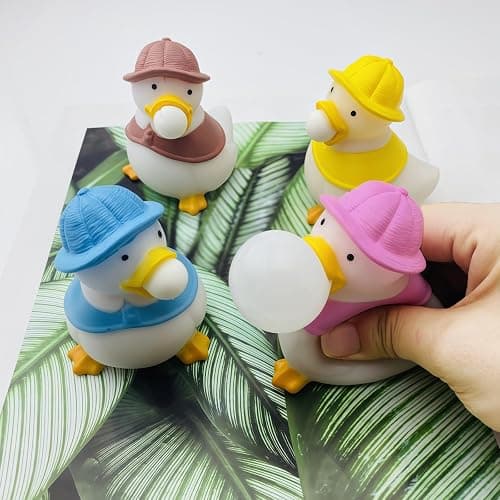 4 Pcs Ducks Squeeze the Bubble Ball ,Relieve Stress Fidget Toys for Children and Adults,Squeeze Sensory Toys for Anxiety, Autism, ADHD.(4 Ducks) - Image 1