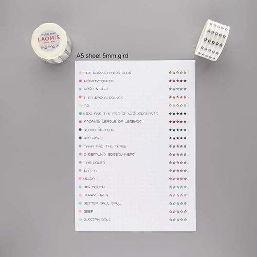 LAOMIS Japanese 5 Star Review Rating Tracker Writable Washi Tape / 25mm x 10M / 1000 Stickers thumbnail 3