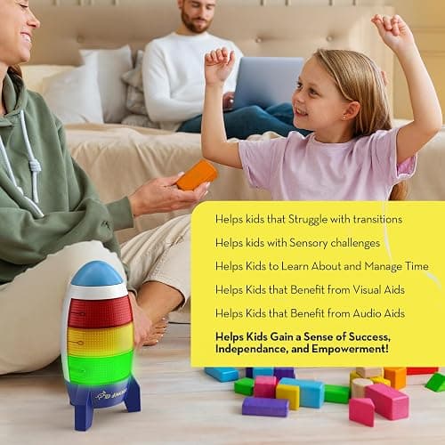 Ted Kangaroo Countdown Timer! Blast Off Visual Timer for Kids with Audio Rocket, 0-24 Hour Countdown, Memory Function, Red Yellow Green Light, Easy Setup, Battery Operated for Classroom and Home Use thumbnail 7