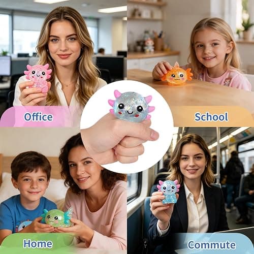 Nyktavos 4Pcs Axolotl Squeeze Toy, Slow Rise Stress Toy Relief Sensory Toy | Cute Squeeze Anxiety Pressure Ball, Portable Calming Fidget Toy for ADHD Autism, Gift Box Packed thumbnail 5