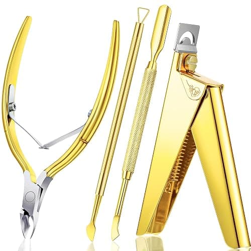 Mudder Acrylic Nail Clippers Kit False Nails Tips Cutter Professional Cuticle Trimmer Nipper Cutter Pusher Remover Stainless Steel Manicure Pedicure Art Tools Set Salon Home(Golden) - Image 1