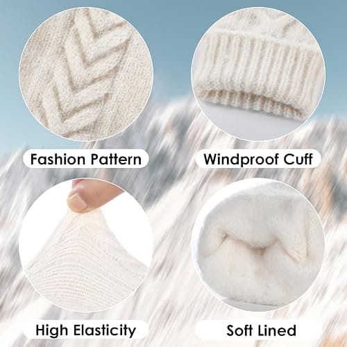 Achiou Women Winter Gloves, Touch Screen Texting Gloves, Elastic Soft Warm Knit Lined, One Size thumbnail 2