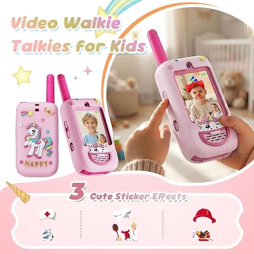 Kids Video Walkie Talkies, 2 Pack with Screen, Long Range Two Way Radio | Rechargeable Video Walkie Talkie Toys with 4 Voice Effects, Camping Hiking Birthday Gift for Boys Girls Age 3-12 thumbnail 5