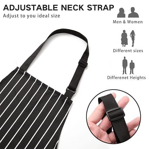 BeLuyi 2 Pack Adjustable Bib Apron with 2 Pockets Chef Cooking Kitchen Restaurant Aprons for Women Men thumbnail 3