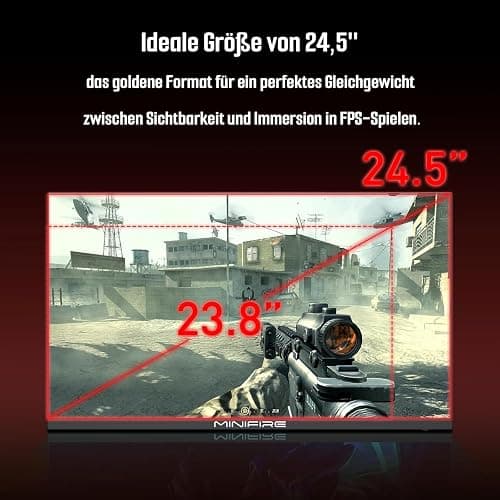 Minifire Gaming Monitor 24.5 Zoll, 300Hz, 1Ms, FHD, FreeSync, IPS-Panel, HDR Ready,sRGB 120%, Eye-Care, HDMI 2.0 & DisplayPort 1.4, VESA 75x75 -Schwarz(MFG25X1 PRO) thumbnail 4