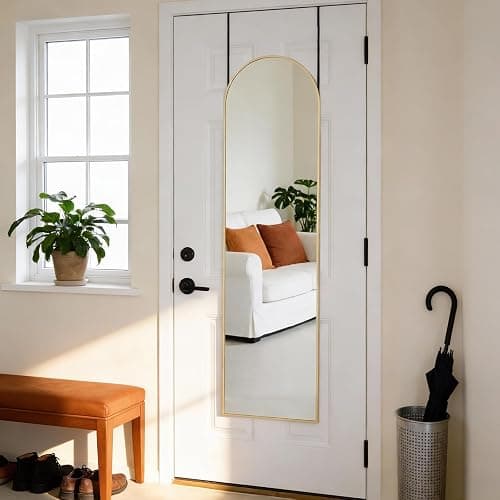DUMOS 47"x14" Full Length Door Mirror, Arched Full Body Mirror with Aluminum Alloy Thin Frame, Leaning or Hanging, Suitable for Bedroom, Livingroom, Cloakroom, Gold thumbnail 6