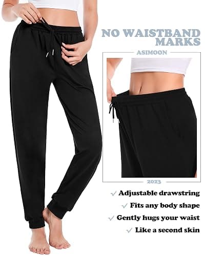 ASIMOON Sweatpants Women with Pockets Loose Lightweight Stretch Yoga Lounge Pants Comfy Drawstring Workout Jogging Pants thumbnail 4