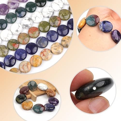 GEM-Inside Natural 20mm Coin Pink Rose Cherry Quartz Gemstone Loose Beads Energy Stone Handmade Beads for Jewelry Making Jewelry Beading Supplies for Women thumbnail 6
