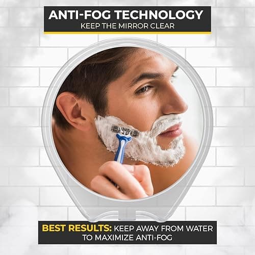 HONEYBULL Fogless Shower Mirror with Suction Mount & Swivel – Anti-Fog Acrylic Bathroom Mirror for Shaving – Built-in Razor Holder, Easy Install, Home Shower Accessory (White) thumbnail 5