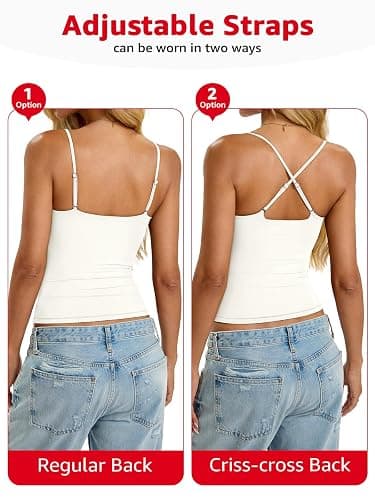 EasyGala Womens Padded Cami Tank Tops Double Lined Spaghetti Strap Built in Bra Shirts Slim Fitted Basic Summer Cloth 2026 thumbnail 4