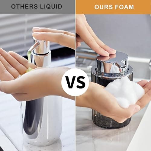 Ssiixx Foaming Hand Soap Dispenser, Bathroom & Kitchen Refillable Plastic Liquid Hand Soap Dispenser for Essential Oil,Shampoo,Dish Soap (Gray) - Gray thumbnail 5