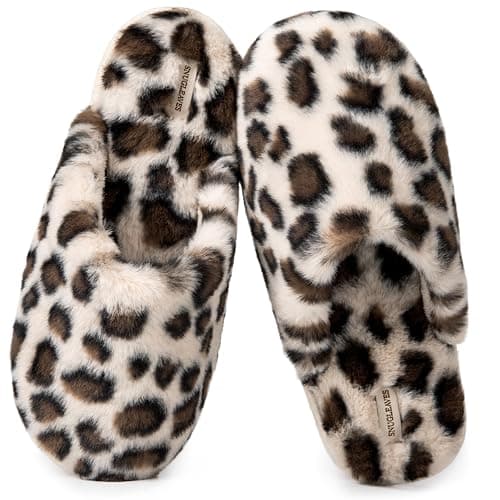 Snug Leaves Women's Fuzzy Scuff Slippers Soft Comfy Memory Foam Non-slip Indoor House Shoes - Image 1