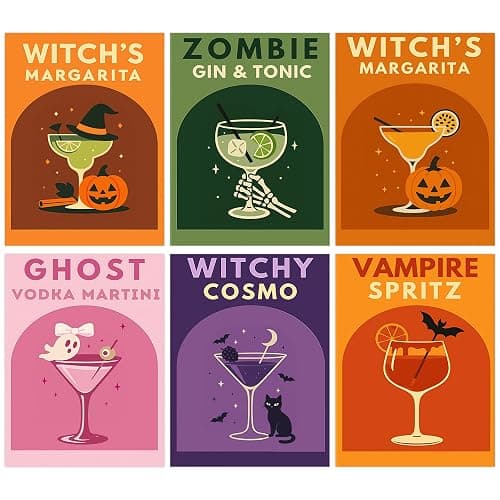 6 Pack Diamond Art Kits for Adults, Cocktail Diamond Painting Kits 12x16 in | Halloween Diamond Art Painting Kits for Adults Beginners, 5D Round Full Drill Diamond Art Dots Gem Art Kits, Home Decor Gifts - Image 1