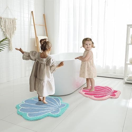 YRXRUS Seashells Bathroom Rug, White Bathroom Rugs, Ocean Decor Shell Bath Mat Gifts, Cute Seashell Shaped Bath Rugs for Sea Room Decor, Machine Washable & Non-Slip Bath Mat, 22x26 Inch thumbnail 7