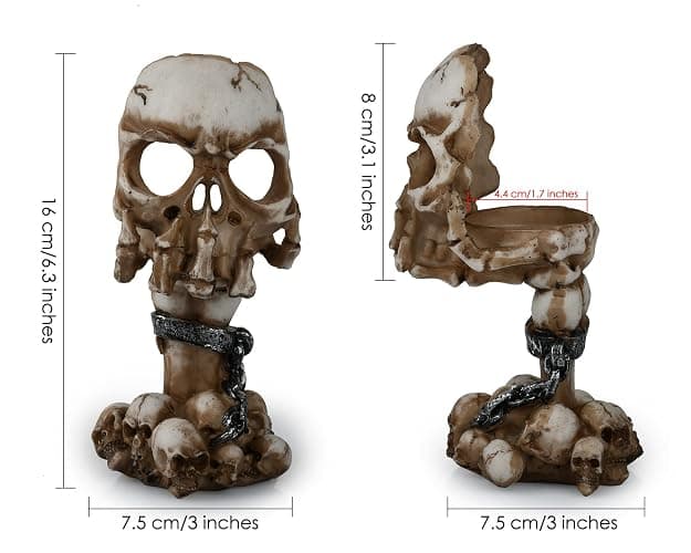 DS. DISTINCTIVE STYLE Skull Candle Holder 6.3 Inch Tea Light Holder Small Gothic Home Decor Halloween Decorations thumbnail 3