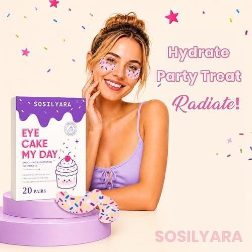 SOSILYARA EYE CAKE MY DAY 20Pcs Under Eye Patches, Birthday Gift for Women | Cake‑Scented,Hydrating & Smoothing, Hyaluronic Acid & Antioxidants thumbnail 6