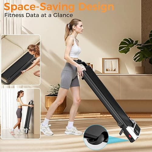 Walking Pad Treadmill with 8% Incline for Home Office,3.0HP Low Noise Portable Folding Under Desk Treadmill with Remote Control,Jogging Running Machine,350 Lbs Capacity,LED Display,Handle Bar thumbnail 4