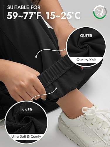 ATHMILE Sweatpants Women Baggy Lounge Pants Workout Gym Active High Waisted Comfy Joggers for Women Fall Clothes 2025 - Small - Black thumbnail 2