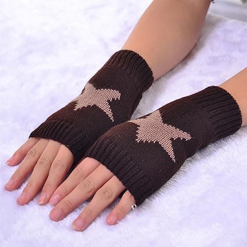 yolrdiw Women's Therian Star Fingerless Gloves Wrist Length Knitted Mitten for Y2K Emo Grunge Punk Goth Accessories thumbnail 2