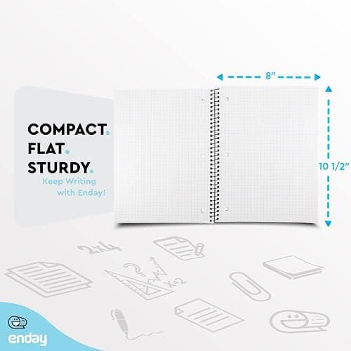 Emraw Graph Paper Notebook (4 Pack) Grid Notebook, Graph paper spiral notebook, Graph notebook, 4 Squares per inch Grid paper notebook, White Paper Quad Ruled Spiral Assorted Colors - by Enday thumbnail 2