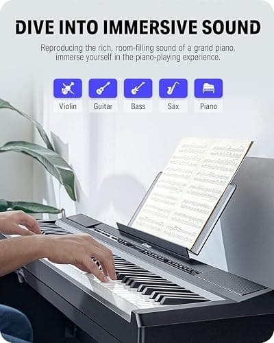 Donner DEP-20 Beginner Digital Piano 88 Key Full Size Weighted Keyboard, Portable Electric Piano with Furniture Stand, 3-Pedal Unit thumbnail 5