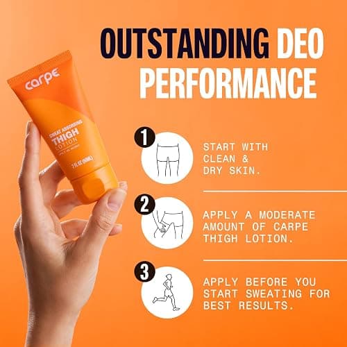 Carpe Sweat Absorbing Thigh - Helps Keep Your Thighs Dry and Chafe Free - Sweat Absorbing Lotion - Helps Control Sticky Thigh Sweat - With Witch Hazel and Vitamin B3 thumbnail 5