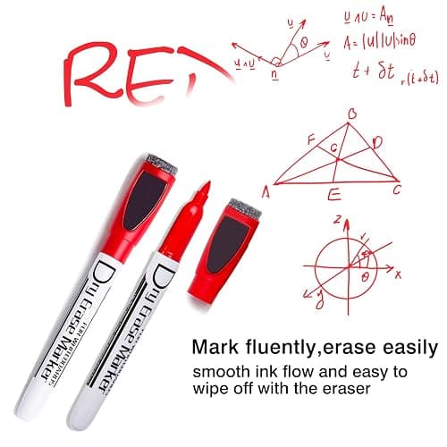 Volcanics Colored Magnetic Dry Erase Markers Fine Tip, Low Odor Whiteboard Markers with Eraser Cap, Dry Erase Pens for Calendar, Refrigerator, School, Office, Home, 6 Assorted Colors, Pack of 6 thumbnail 7
