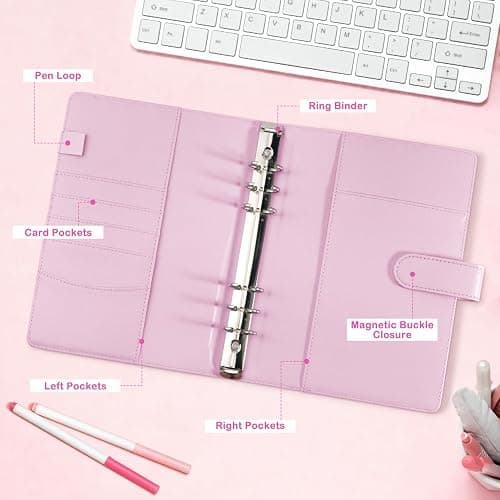 A5 Kpop Photocard Binder with 30 Pack 4-Pocket Card Pages, 6 Ring A5 Binder Card Collector Album with 240 Card Slots,PU Leather Binder Cover with Magnetic Buckle Closure for Organizing Trading Card thumbnail 6