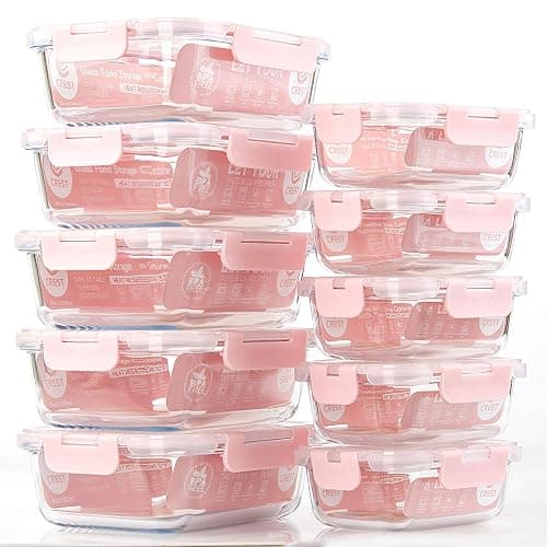 C CREST [10 Pack] Glass Meal Prep Containers, Food Storage Containers with Lids Airtight, Glass Lunch Boxes, Microwave, Oven, Freezer and Dishwasher Safe thumbnail 8