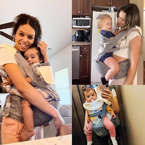 Baby Carrier, Bellababy Multifunction Baby Carrier Hip Seat (Ergonomic M Position) for 3-36 Month Baby, 6-in-1 Ways to Carry, All Seasons, Adjustable Size, Perfect for Shopping Travelling, Grey thumbnail 6