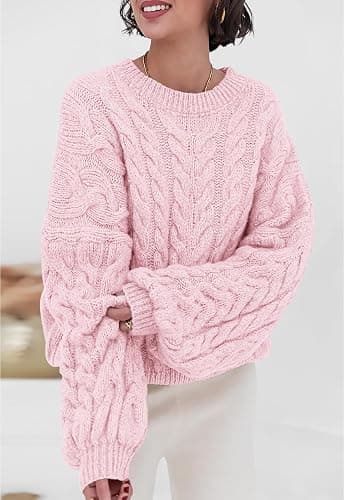 PRETTYGARDEN Womens Sweaters Fall 2025 Cable Knit Long Sleeve Crewneck Oversized Sweater Chunky Pullover Loose Outfits thumbnail 3