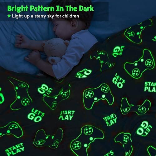 Glow in The Dark Blanket Gaming Gamer Gifts Toys for Kids Boys Game Controller Gamepad Throw for Teen Girls Toddlers Teenage Son Boyfriend Boy Gifts Adults Birthday Christmas Valentines 50"x60" thumbnail 4