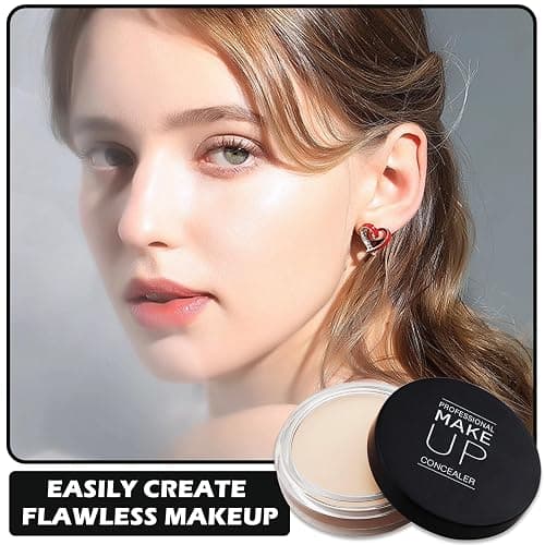 Cream Concealer Makeup Palette Matte Full Coverage Concealer with Brush Color Corrector Correcting Under Eye Concealer Palette for Dark Circles - 01 Ivory White thumbnail 7