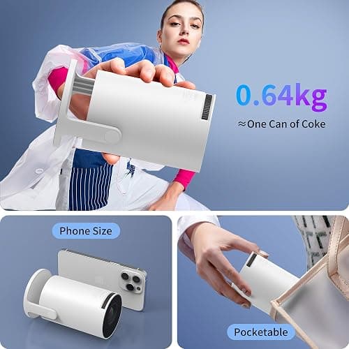 [Apps intégrées] Mini Projector 4K Portable, Wi-FI 6 et Bluetooth 5.4, projecteur Video avec 18000 Lumens, Android 11, Retroprojecteur Auto Keystone Compatible avec HDMI/Stick TV/PC thumbnail 6