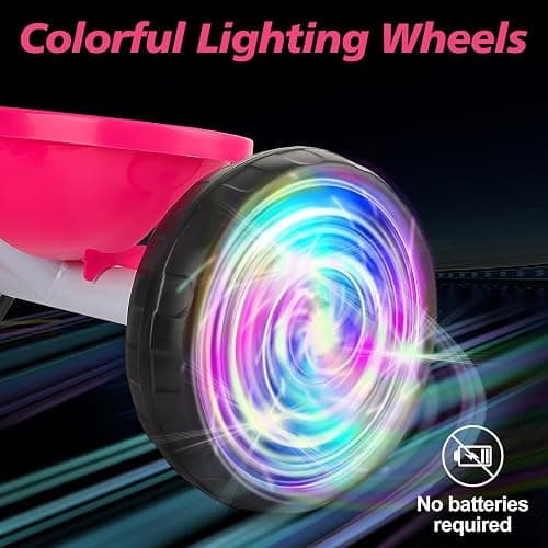 Liberry 2 in 1 Toddler Tricycle Age 2 3 4 Years Old, Kids Trike with Light Up Wheels, Adjustable Push Handle, 3 Wheel Bike Outdoor Indoor Riding Toy Gift for Girls Boys, Pink thumbnail 3