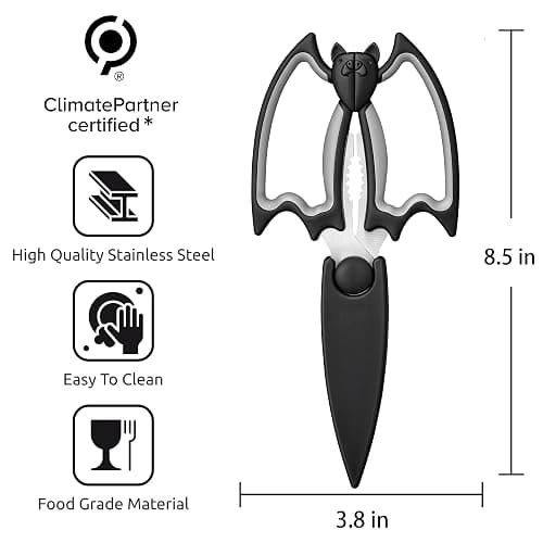 OMDAR Magnetic Kitchen Scissors All Purpose 2 Pack - Halloween Bat Kitchen Shears - Heavy Duty Stainless Steel Cooking Shears for Cutting Meat, Food, Poultry - Featuring a Magnetic Protective Sheath thumbnail 3
