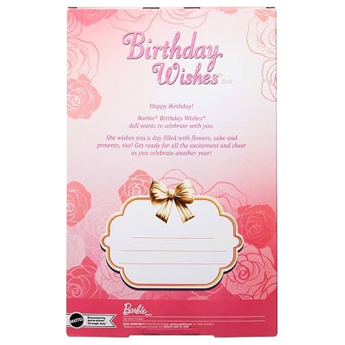 Barbie Signature Birthday Wishes Doll, Collectible Fashion Doll in Satiny, Pink Dress with Wavy Brown Hair and Giftable Packaging thumbnail 6