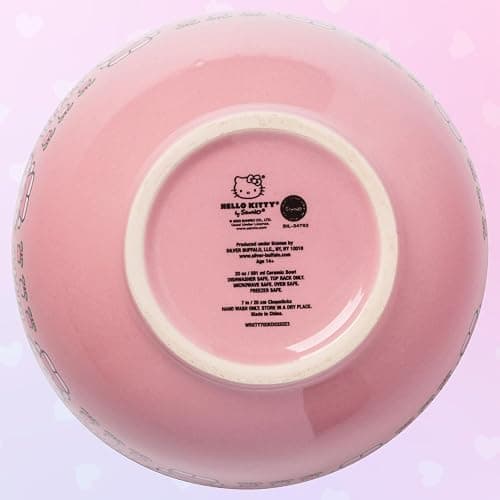 Silver Buffalo Sanrio Hello Kitty Flowers Pattern Ceramic Ramen Noodle Rice Bowl with Chopsticks, Microwave Safe, 20 Ounces thumbnail 8