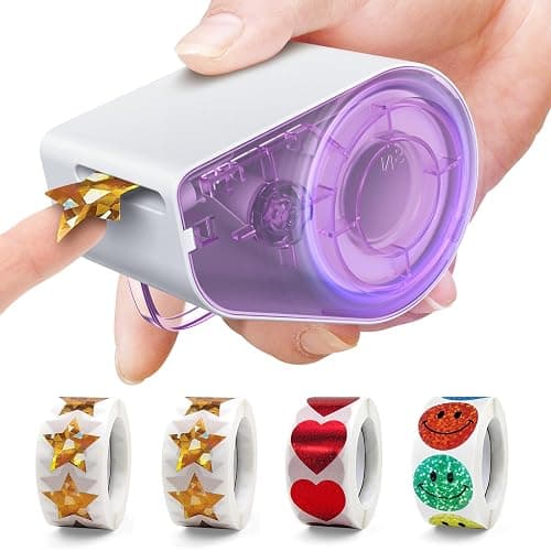 Teacher Appreciation Gifts,Manual Sticker Dispenser with 1520Pcs 1Inch Gold Star,Red Heart,Smiley Face Stickers for Kids Reward,Behavior Chart,School Classroom Student Teacher Supplies Gifts(Purple) thumbnail 9