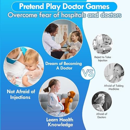 Lehoo Castle Kids Doctors Set, Pretend Doctor Kit Toys Medical Playset, Wooden Play Toys, Educational Toys for 3 Year Old Boys thumbnail 6