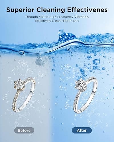 OSLTWI Ultrasonic Jewelry Cleaner Machine: 48KHz Ultra Sonic Cleaner for Jewelry,Eyeglass,Rings,Watch Band,Dentures,with Dual Cleaning Modes,350ML 304 Stainless Steel Tank,Gift for Wife,Mom,Daughter thumbnail 2