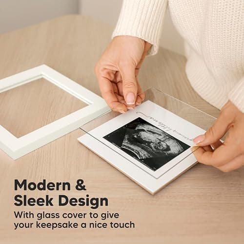 KeaBabies Baby Sonogram Picture Frame - Modern Ultrasound Picture Frames for Mom to Be, First Pregnancy Gifts for Expecting Mom & First Time Dad, Baby Gender Reveal Gifts (Alpine White) thumbnail 3