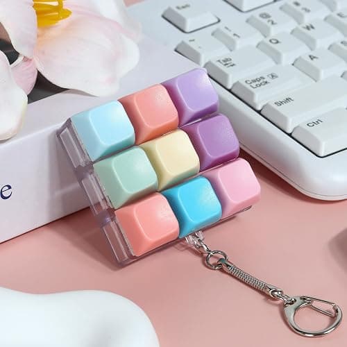 Keyboard Fidget Toy, Keyboard Clicker Keychain, Anxiety & Stress Reliever Autism Toy, Push Bubble Sensory Fidget Toys for Kids Adults to Relief Pass Time thumbnail 2